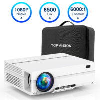 TOPVISION Native 1080P Projector, 7500 Lux Movie Projector, 4K and 300