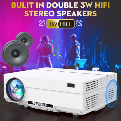 TOPVISION Native 1080P Projector, 7500 Lux Movie Projector, 4K and 300