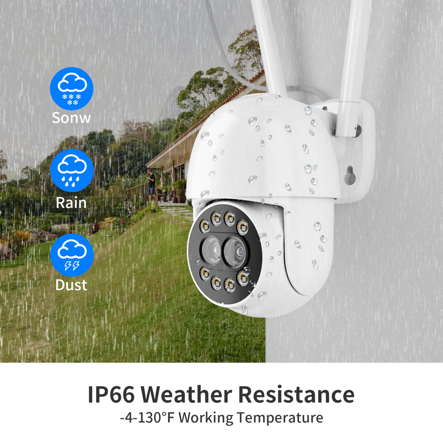 TOPVISION 4MP Security Cameras Outdoor, 360° Security Cameras Wireless