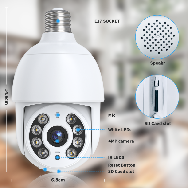 TOPVISION 2MP Security Camera Wireless Wifi, 360° Light Bulb Cameras