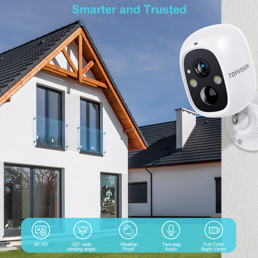 TOPVISION Wireless Security Camera, 2K WiFi Camera with Outdoor Night