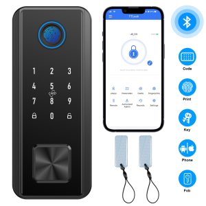 TOPVISION Digital Wireless Door Lock with Fingerprint and Alarm, Keyless Entry Deadlock, Passwords