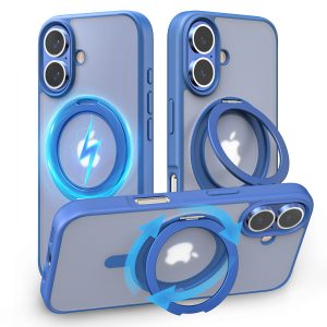 TOPVISION Magnetic Phone Case for iPhone 16, iPhone Case with Ring Stand MagSafe Compatible - Blue