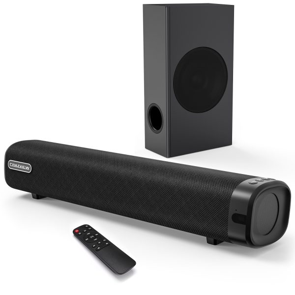 TOPVISION Sound Bar, 2.1ch Sound Bar for TV, 120W 3D Surround Sound with Bluetooth 5.0/HDMI/Aux/Opt/USB Connect