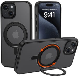 TOPVISION Magnetic Phone Case for iPhone 15, iPhone Case with Ring Stand MagSafe Compatible - Black