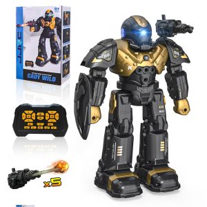 FEBFOXS Kids RC Robot Toy, Smart Robot with Talking, Singing, Dancing, Interactive Touch Sensor, Remote Control Toys for Kids ages 3-10, Gold