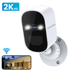 TOPVISION Wireless Security C: Outdoor with Spotlight, 4MP WiFi Cameras for Home Security System, Surveillance Camera with Color Night Vision, IP65 Weatherproof, 2-Way Talk, PIR Motion Detection