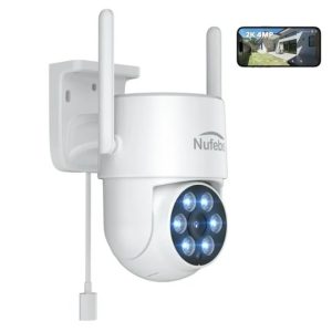 Security Camera 2K/4MP HD Dome Camera Pan/Tilt 355° Surveillance Camera with Spotlight Night Vision Motion Detection Siren WiFi Remote Two-Way Audio Waterproof