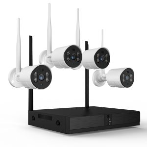 TOPVISION 4pcs Wired Security Camera System, 8CH 3MP NVR, 1080P Surveillance Cameras with Color Night Vision, IP66 Waterproof, Indoor/Outdoor, Wireless Wi-Fi APP Control, No HDD