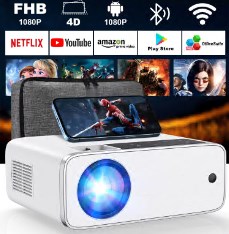 TOPVISION WiFi Bluetooth Projector, 12000 Lux Native 1080P Projector, Android TV 9.0 Outdoor Movie Projector with 100" Screen, Home Theater Projector for Phone/PC/TV Stick