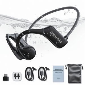 TOPVISION Open Ear Bone Conduction Headphones, Wireless Bluetooth Headset with Built-in Microphones
