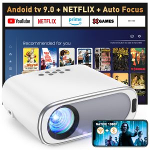 Projector with 5G WiFi & Bluetooth, 10000L Full HD 1080P Outdoor Portable Video Projector Support 4K, Home Theater Movie Projector Compatible with HDMI, VGA, USB, Laptop, iOS & Android Phone