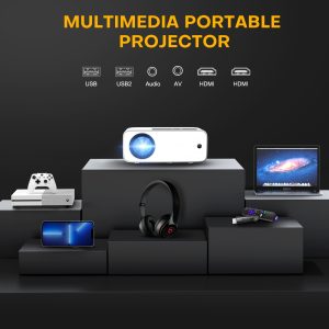 1080P Projector, 9500L 1080P Outdoor Movie Projector 4K Supported with AndroidTV 9.0, WiFi Bluetooth, APP Control, 4D Correction, Office-Software