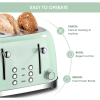 4 Slice Toaster Retro Stainless Steel Toasters with Bagel Defrost Cancel Function, 6 Browning Settings, Pastel Green - Image 5