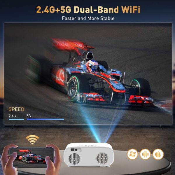 Projector with 5G WiFi & Bluetooth, 10000L Full HD 1080P Outdoor Portable Video Projector Support 4K, Home Theater Movie Projector Compatible with HDMI, VGA, USB, Laptop, iOS & Android Phone - Image 4