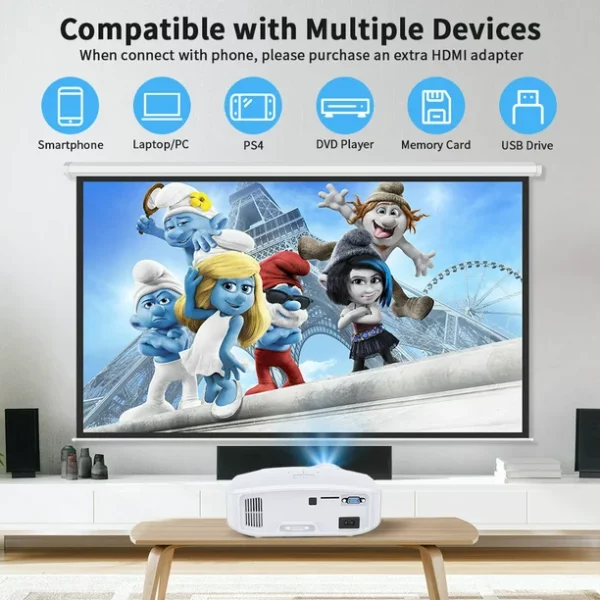 2023 Upgrade TOPVISION Mini Projector, 7500L Home Theater Video Projector, 1080P Full HD Supported, Portable Projector Compatible with HDMI, USB, VGA, AV - Image 5