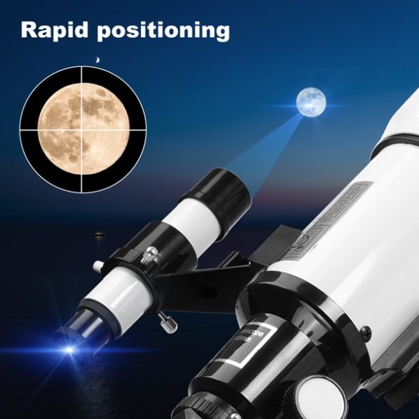 TOPVISION Telescope, 70mm Telescopes for Adults & Kids, 300mm Portable Refractor Telescope (15X-150X) with a Phone Adapter & Adjustable Tripod for Astronomy Beginners, Gift for Kids, White - Image 5