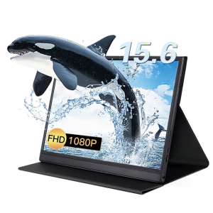 TOPVISION 15.6'' Portable Monitor, 1080P FHD Computer Display with Dual Type-C & Mini-HDMI, IPS Gaming Screen with Black Smart Cover for Laptop PC MAC Phone PS4 Xbox Switch