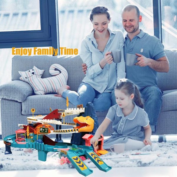 2023 Upgrade Toy Car Ramp Track Climbing Hills Railcar Colorful Vehicles Construction Play Set with 12 Mini Racer Cars and Track for Preschool Gifts Kids Ages 3 Years and Older - Image 3