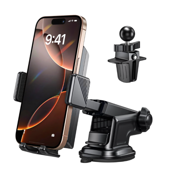 TOPVISION Universal Car Phone Mount, Smartphone Holder with Strong Suction Cup, Adjustable Cell Phone Car Mount for Dashboard and Windshield 093