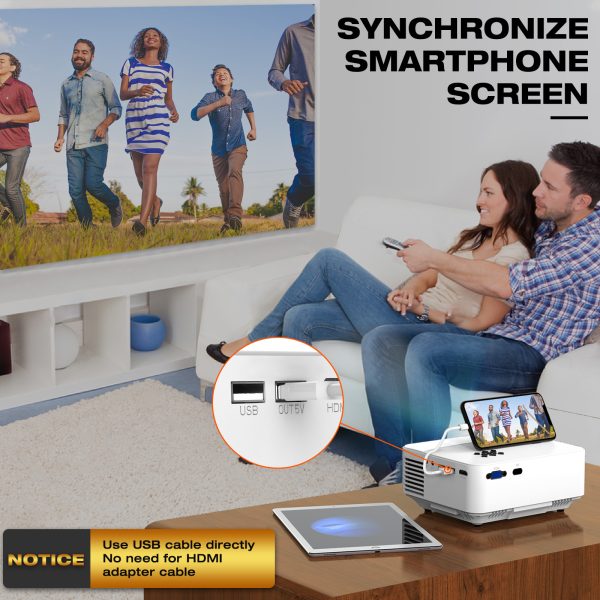 TOPVISION Mini WiFi Projector, 1080P Supported Portable Movie Projector, Home Theater Projector Compatible with TV Stick, HDMI, VGA, USB, AV, Laptop, PS4 - Image 2