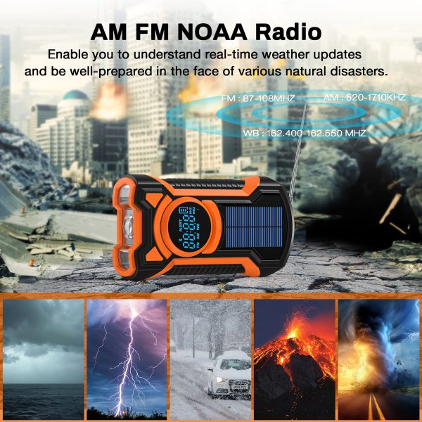 TOPVISION Emergency Radio, AM/FM/NOAA Weather Radio with 5000mAh Portable Power Bank, USB/Solar/Hand Crank Charging, Waterproof Flashlight, SOS Alarm for Camping Hiking Travel Hurricane - Image 5