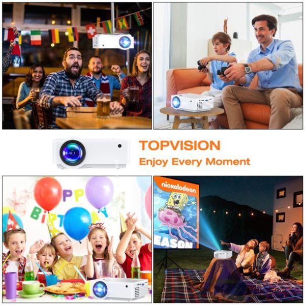 Mini Projector, 1080P HD and 240" LCD Display Supported Portable Projector, Movie Projector with 100" Projector Screen, Compatible with Fire Stick, HDMI, VGA, USB - Image 4