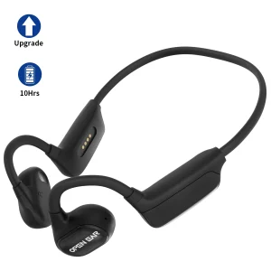 TOPVISION Upgrade Open Ear Headphones Bluetooth 5.3 Air Conduction Wireless Headphones with High-Fidelity Sound and Dual-Microphone for Running Cycling Black