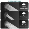 TOPVISION Handheld Shower Head, High Pressure Shower Head with 3 Spray Settings, Square Shower Head with Big Button, 59" Stainless Steel Hose and Adjustable Shower Stand, Drill-Free Design, Black - Image 7