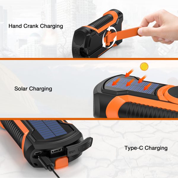 TOPVISION Emergency Radio, AM/FM/NOAA Weather Radio with 5000mAh Portable Power Bank, USB/Solar/Hand Crank Charging, Waterproof Flashlight, SOS Alarm for Camping Hiking Travel Hurricane - Image 4