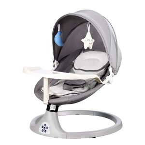 2023 Upgrade Baby Swing for Infants, Electric Bluetooth Swing, Music Speaker with 10 Preset Lullabies, Remote Control, Gray