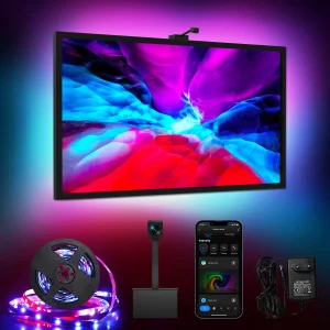 TOPVISION TV LED Backlights with Camera, 16.4ft RGBIC Wifi TV Backlights for 55-77 inch TVs PC, App Control, Video & Music Sync TV Lights, Scene Mode, TV LED Strip Lights for Gaming