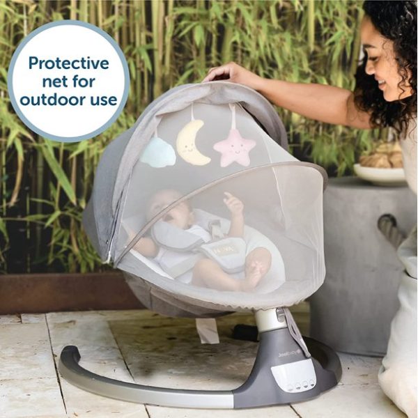 2023 Upgrade Baby Swing for Infants, Electric Bluetooth Swing, Music Speaker with 10 Preset Lullabies, Remote Control, Gray - Image 4