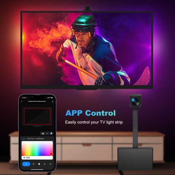 TOPVISION TV LED Backlights with Camera, 16.4ft RGBIC Wifi TV Backlights for 55-77 inch TVs PC, App Control, Video & Music Sync TV Lights, Scene Mode, TV LED Strip Lights for Gaming & Movies - Image 4