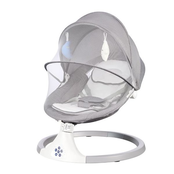 2023 Upgrade Baby Swing for Infants, Electric Bluetooth Swing, Music Speaker with 10 Preset Lullabies, Remote Control, Gray - Image 5