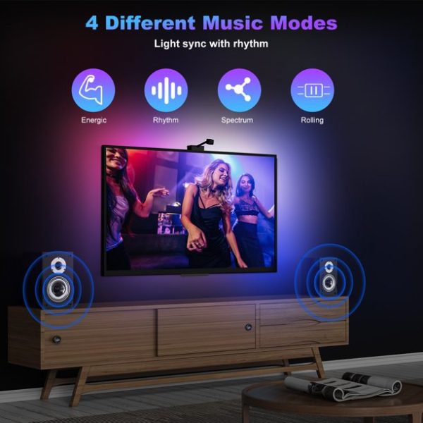 TOPVISION TV LED Backlights with Camera, 16.4ft RGBIC Wifi TV Backlights for 55-77 inch TVs PC, App Control, Video & Music Sync TV Lights, Scene Mode, TV LED Strip Lights for Gaming & Movies - Image 6