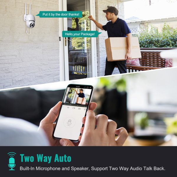 TOPVISION 4MP Security Cameras Wireless Wifi, 360° View Security Camera Outdoor with Full Color Night Vision, IP65 Waterproof, 2-Way Audio, Home Security Camera for Indoor/Outdoor, 2.4G Wifi - Image 4