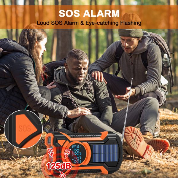 TOPVISION Emergency Radio, AM/FM/NOAA Weather Radio with 5000mAh Portable Power Bank, USB/Solar/Hand Crank Charging, Waterproof Flashlight, SOS Alarm for Camping Hiking Travel Hurricane - Image 3