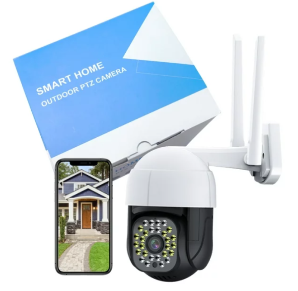 Security Cameras Outdoor WiFi Home Security Cameras, 2K Full Color Night Vision Wired Power Surveillance Camera with 360° PTZ View, Motion Detection, Siren, 2 Way Audio (2.4Ghz WiFi)