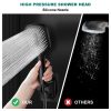 TOPVISION Handheld Shower Head, High Pressure Shower Head with 3 Spray Settings, Square Shower Head with Big Button, 59" Stainless Steel Hose and Adjustable Shower Stand, Drill-Free Design, Black - Image 5