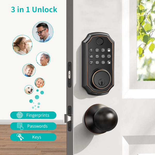 TOPVISION Smart Lock, WiFi Keyless Entry Door Lock with Touchscreen Keypad, IP65 Weatherproof, APP Remote Control Smart Deadbolt Lock for Home, Office(Black) - Image 2