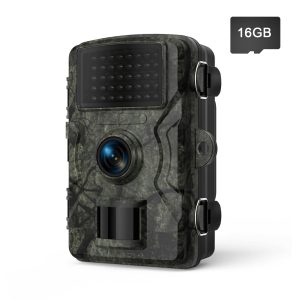 TOPVISION Mini Game Camera, 16MP 1080P HD Trail Camera with Night Vision, Wildlife Waterproof Hunting Camera with 16GB TF Card