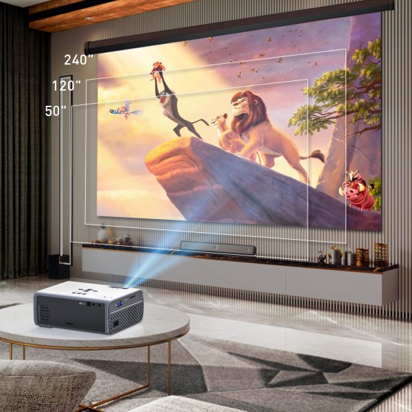 TOPVISION Projector, 7500 Lux Mini Projector with 100''Screen, 1080P Full HD Supported Portable Outdoor Movie Projector, Home Theater Projector Compatible with HDMI, VGA, USB, TF, AV - Image 3