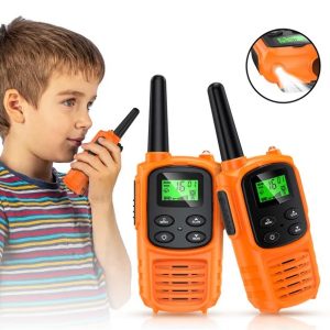 TOPVISION Walkie Talkies for Kids, 2 Way Radio 22 Channels Outdoor Toy with Flashlight & LCD Screen, 3 Miles Range Best Gift for 3-12 Years Old Kids, 2 Pack | Orange