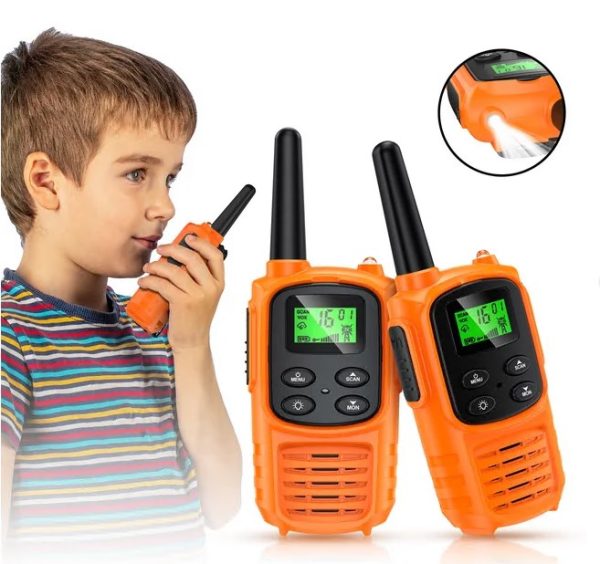 TOPVISION Walkie Talkies for Kids, 2 Way Radio 22 Channels Outdoor Toy with Flashlight & LCD Screen, 3 Miles Range Best Gift for 3-12 Years Old Kids, 2 Pack | Orange