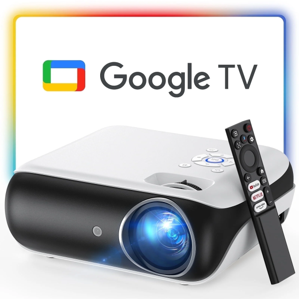 HAPPRUN 4K Google TV Projector with WiFi and Bluetooth,Google Officially Licensed,Dolby Audio