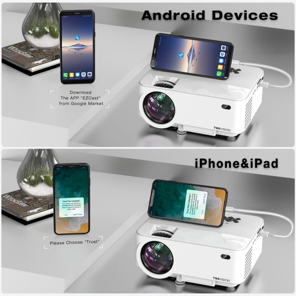 TOPVISION 3600Lux Mini Projector With Synchronize Smart Phone Screen - Image 9
