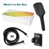 TOPVISION Handheld Shower Head, High Pressure Shower Head with 3 Spray Settings, Square Shower Head with Big Button, 59" Stainless Steel Hose and Adjustable Shower Stand, Drill-Free Design, Black - Image 3