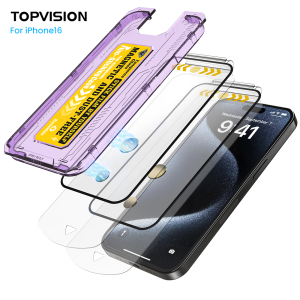 (2 Pack) TOPVISION Screen Protector for iPhone 16, HD Tempered Glass Easy Installation Bubble Free