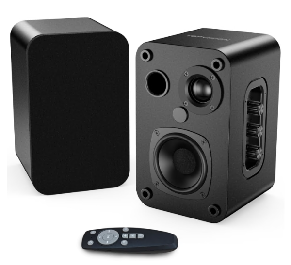 TOPVISION Bookshelf Speakers 50W*2, TV Speakers Bluetooth Speakers USB/AUX/Optical Connection for Computer/Home Theater, Plug-in, SD02